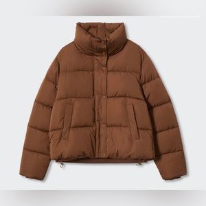 mango brown puffer jacket